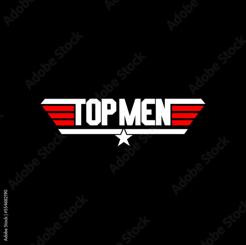 Top Men typography icon with two colors. Top Men lettering.