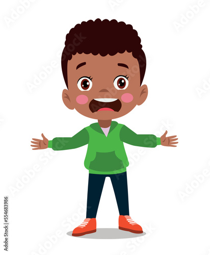 confused little boy vector illustration