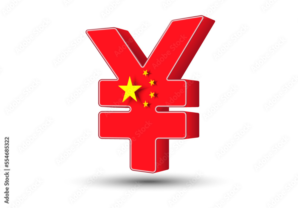 Obraz premium China Yuan (CNY) currency symbol with flag. Vector.