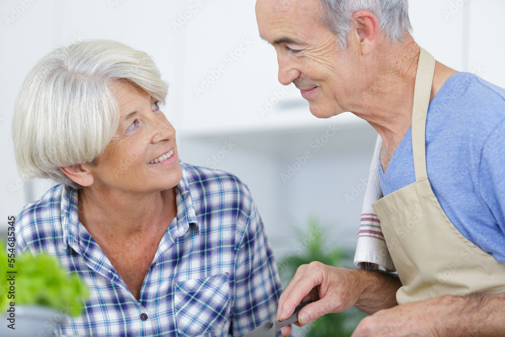 senior couple preparing food in the kitchen senior couple preparing food in the kitchen
