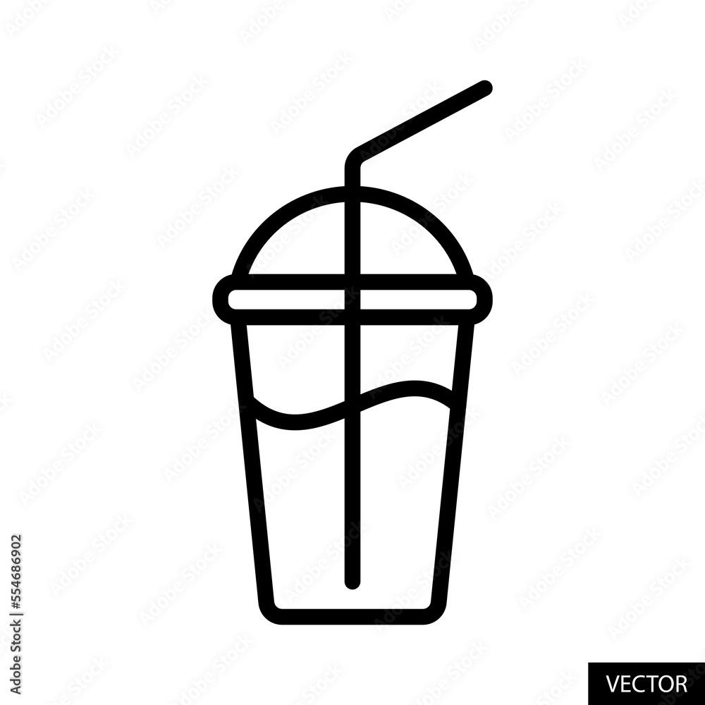 Smoothie cup with straw, Milkshake vector icon in line style design for website, app, UI, isolated on white background. Editable stroke. Vector illustration. Smoothie cup with straw, Milkshake vector icon in line style design for website, app, UI, isolated on white background. Editable stroke. Vector illustration.