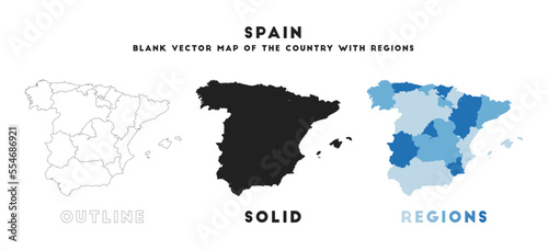 Spain map. Borders of Spain for your infographic. Vector country shape. Vector illustration.