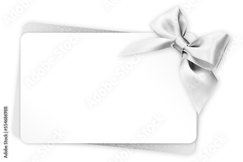Papier peint gift greeting card with silver bright ribbon bow Isolated on transparent backgro