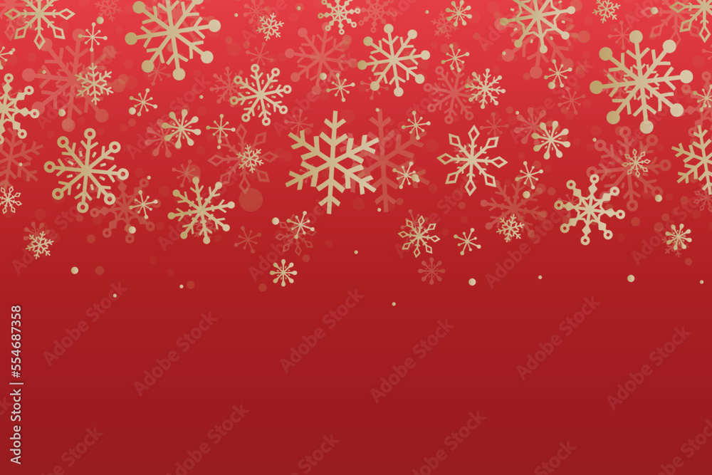 Template of Christmas card with golden snowflakes. Vector illustration