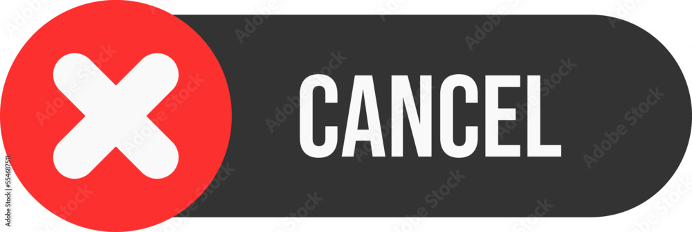 Fototapeta premium Dark cancel button. Dark theme button for cancel.