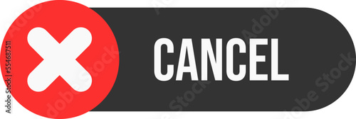 Dark cancel button. Dark theme button for cancel.