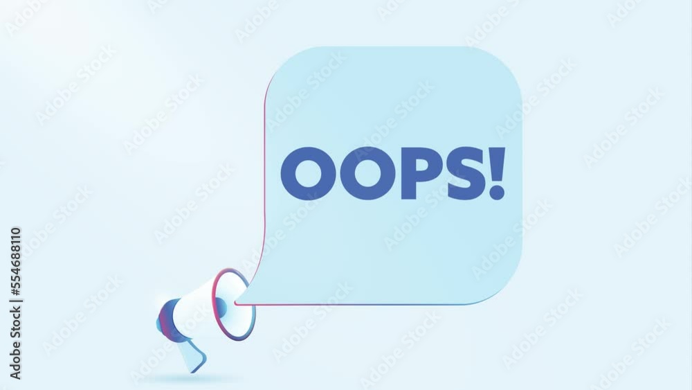 3d realistic megaphone with oops speech bubble. Loudspeaker. Banner for business, marketing and advertising. 4K video animation 3d realistic megaphone with oops speech bubble. Loudspeaker. Banner for business, marketing and advertising. 4K video animation