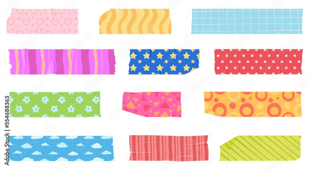 Scotch. Adhesive tape for gluing paper. Sticky paper strip. Vector illustration