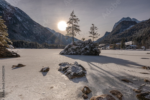 Winter Sunset at Hintersee Berchtesgadener Land