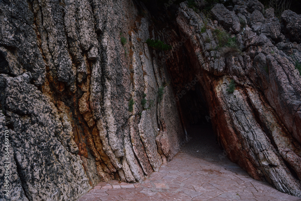 Crevice in the layered stone of the rock. Crevice in the layered stone of the rock.
