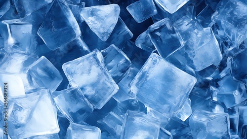 Ice cubes, macro photography, background.