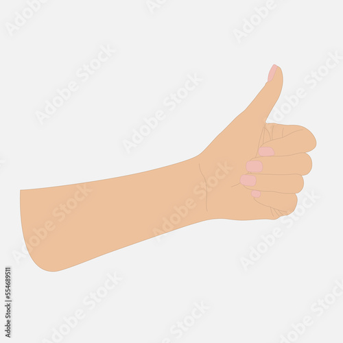Woman's hand shows thumbs up,  isolate