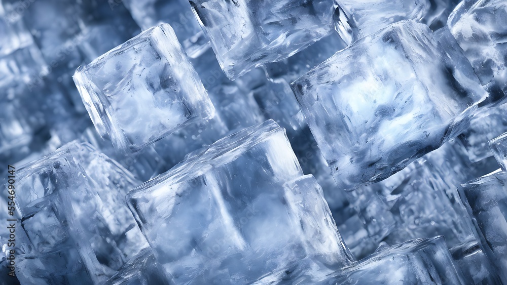 Obraz premium Ice cubes, macro photography, background.