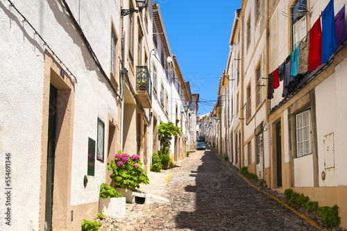 Typical narrow street  Medieval village of Castelo de Vide  Alentejo  Portugal
