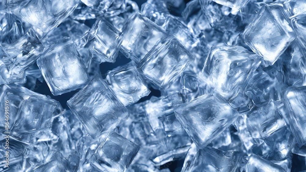 Ice cubes, macro photography, background.