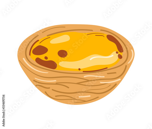 Egg tart. Traditional asian dessert. Vector illustration