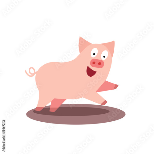 Vector cartoon illustration of a pig on a white background.