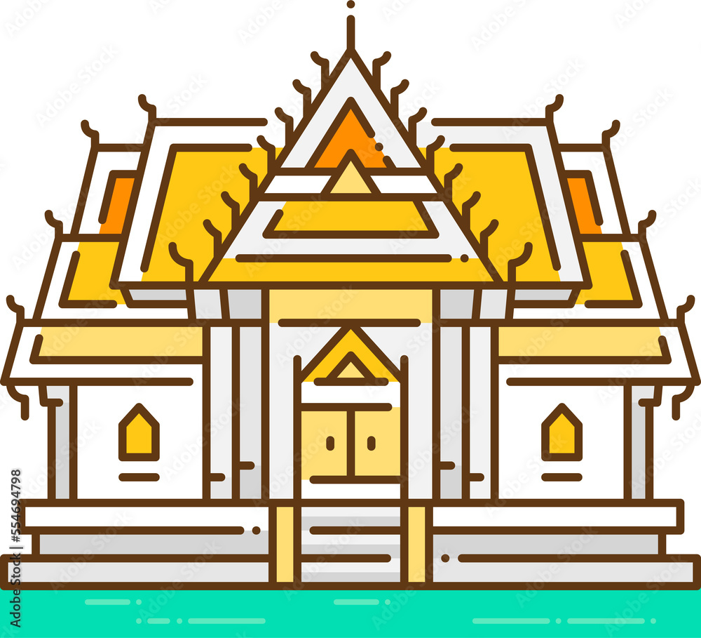 thai temple colored line design icon