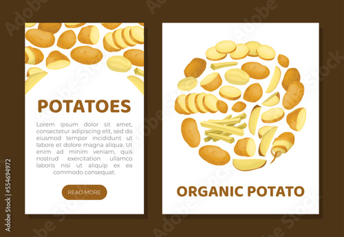 Potato Design with Raw Root Vegetable with Peel Vector Template