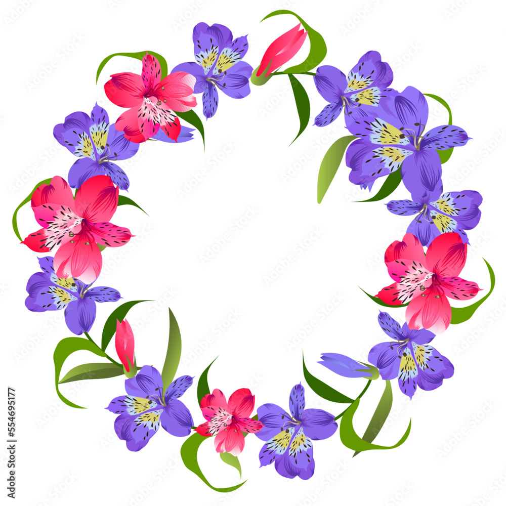 Border seamless from flowers of Alstroemeria. Spring greeting card, wedding frame, happy birthday, happy Valentine's Day, March 8, advertising, sales, discounts, labels. Border seamless from flowers of Alstroemeria. Spring greeting card, wedding frame, happy birthday, happy Valentine's Day, March 8, advertising, sales, discounts, labels.