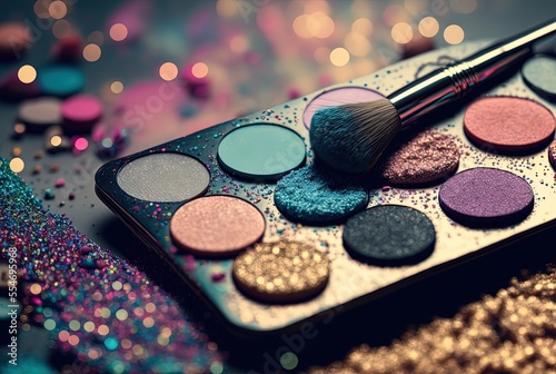 Fotografija illustration of cosmetic palette with glitter glow eyeshadow color
