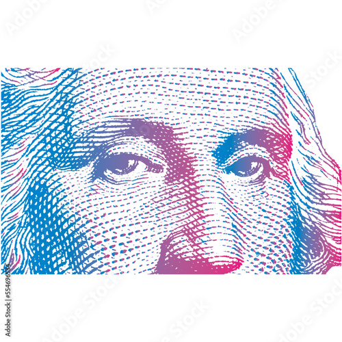 George Washington eyes art comic game colors retro blue and magenta	
