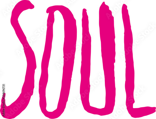 SOUL. Vector lettering with a brush look. Transparent PNG pink