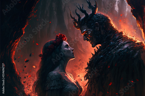 Persephone and Hades in the Underworld Fantasy Concept Art photo