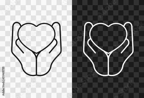 Saving love, high quality vector editable line icon. Saving love icon isolated on dark and light transparent backgrounds for UI design.
