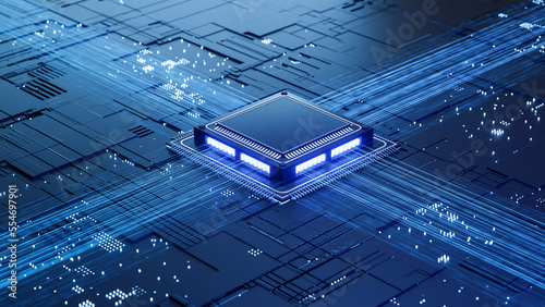 3d illustration Technology Smart motherboard chip creative map