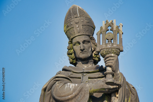 Statue of Saints Norbert of Xanten, Wenceslas and Sigismund on Charles bridge, Prague. Czech Republic photo