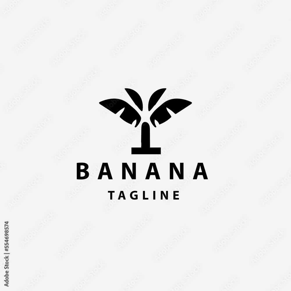 Flat Style Tree Banana Logo Design. Tree Banana fruit logo design template. Vector. Flat Style Tree Banana Logo Design. Tree Banana fruit logo design template. Vector.
