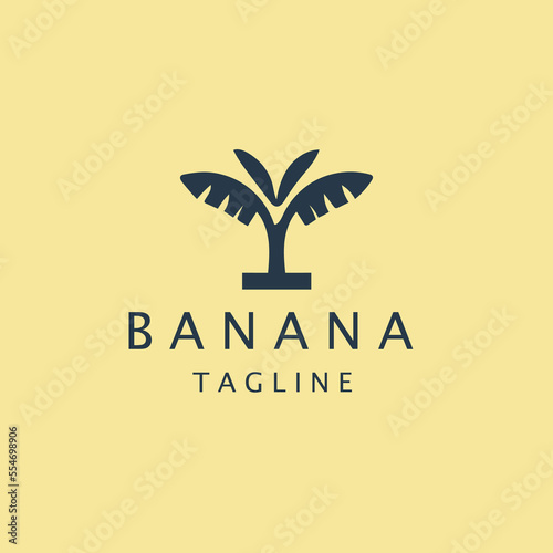 Flat Style Tree Banana Logo Design. Tree Banana fruit logo design template. Vector.
