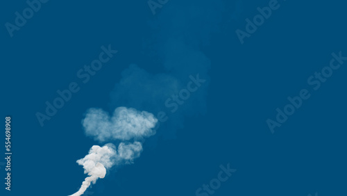 white thick contamination smoke column emission from power plant  isolated - industrial 3D illustration