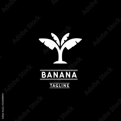Flat Style Tree Banana Logo Design. Tree Banana fruit logo design template. Vector.