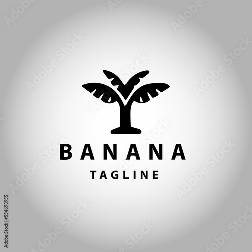 Flat Style Tree Banana Logo Design. Tree Banana fruit logo design template. Vector.