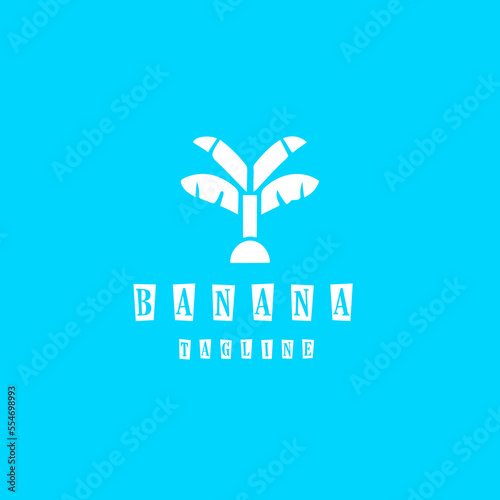 Flat Style Tree Banana Logo Design. Tree Banana fruit logo design template. Vector.