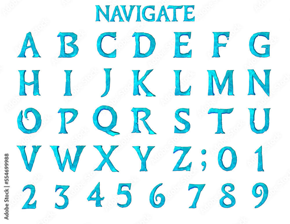 Navigate Blue Alphabet - 3D Illustration