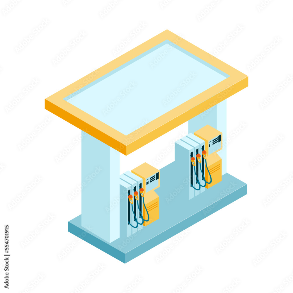 Petrol Station Isometric Composition Petrol Station Isometric Composition