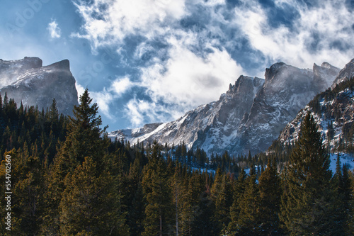 Snow capped mountains of Hallet peak