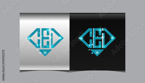 CED Logo letter monogram with diamond shape design template.
