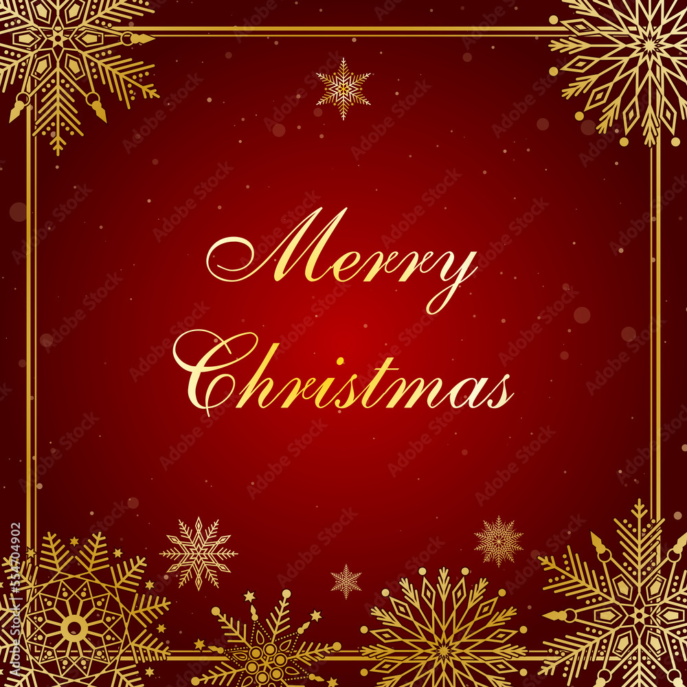 Elegant Merry Christmas Card with snowflakes