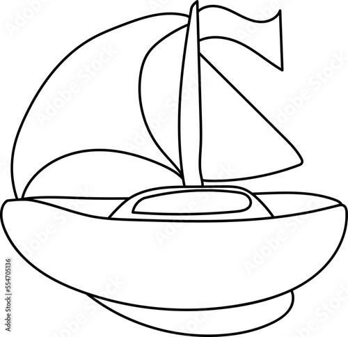 vector illustration of the outline of a yacht with a sail