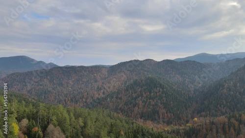 autumn landscape in the mountains drone shot