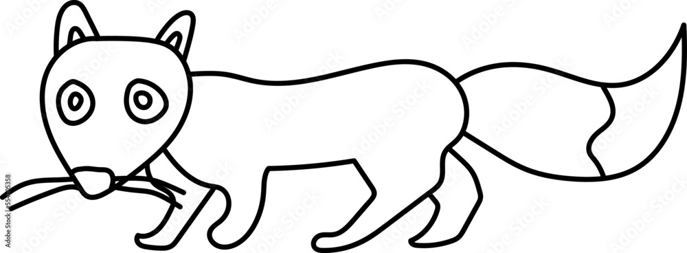 Obraz premium vector illustration of a crouching fox on a white background