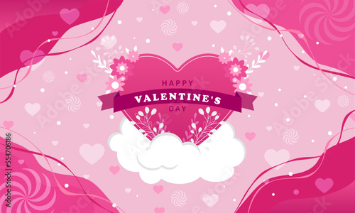Bright cheerful vector illustration for Valentine s day in pink colors