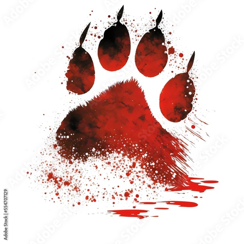 Bloody wolf paw print created with AI