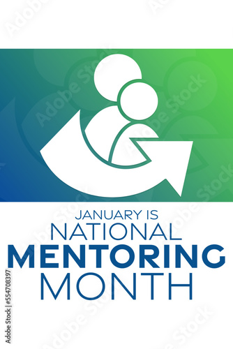 January is National Mentoring Month. Vector illustration. Holiday poster.