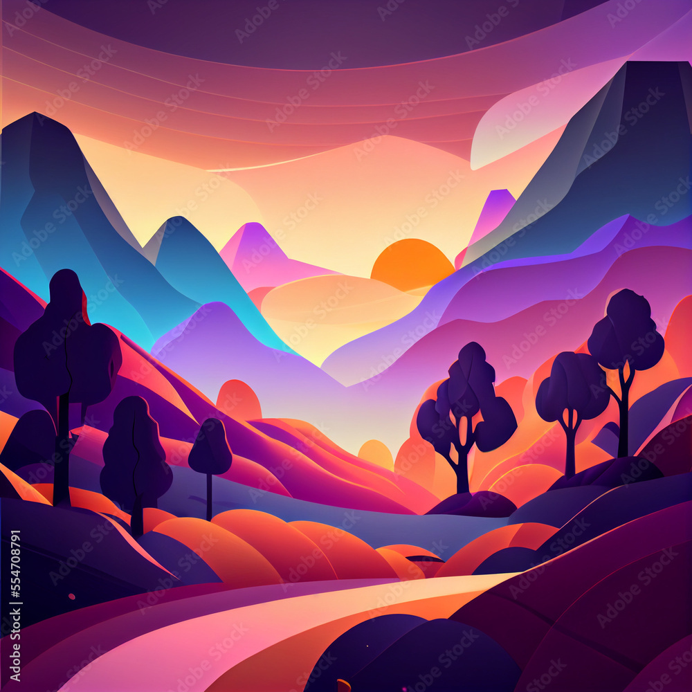 Fototapeta premium Landscape with smooth colors