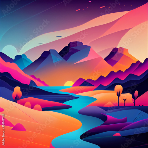 Landscape with smooth colors